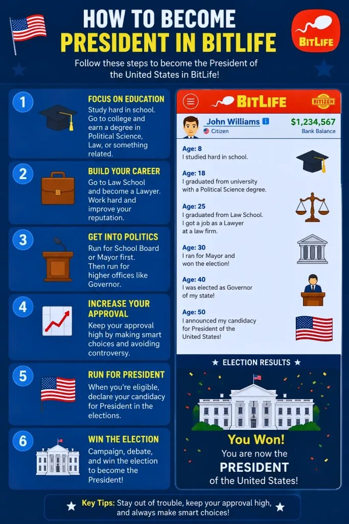 How to Become President in BitLife: Complete Guide 2026
