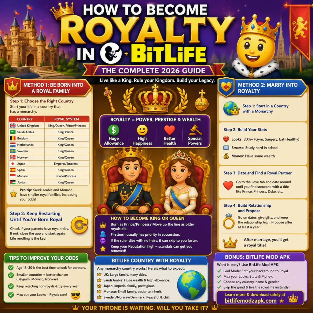 How to Become Royalty in BitLife step by step guide 2026